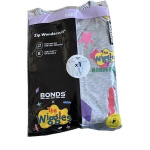 Bonds The Wiggles Grey Zip Wondersuit with Bright Multicolor Graphics